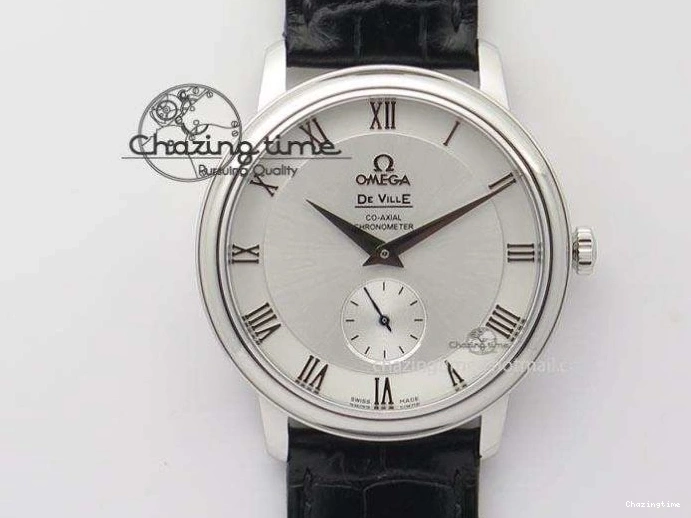 0814 De Ville MK 1:1 Best Edition SS White Dial On Black Leather Asian Seagull T1701 (Sec@6) Sporty 8244